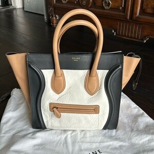 Celine triple color mini luggage tote bag